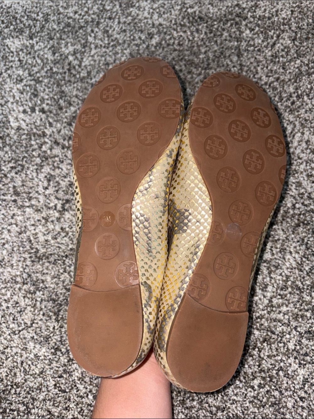 Tory Burch Metallic Gold Python Print Leather Ballet Flats - Picture 6 of 6